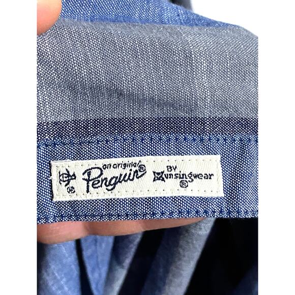 Penguin Heritage Slim Fit Plaid Button Shirt Mens XXL Blue Gray Preppy Classic - Picture 8 of 11